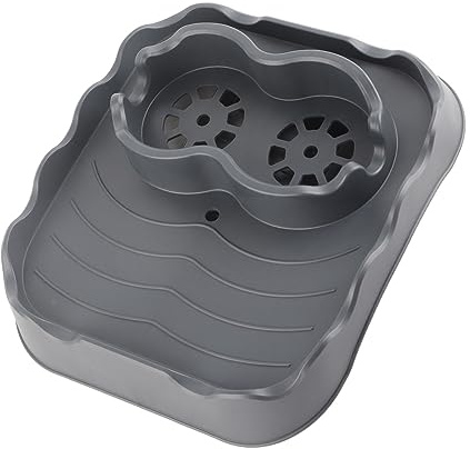 LUCKDANO -Tischtablett mit Getränkehalter, Verstellbar, rutschfest, Spa-Seite, 2 Getränkehalter, Große Offene Fläche für Snacks, Getränke, Passend für Aufblasbare Pool-Badewanne (Grey)