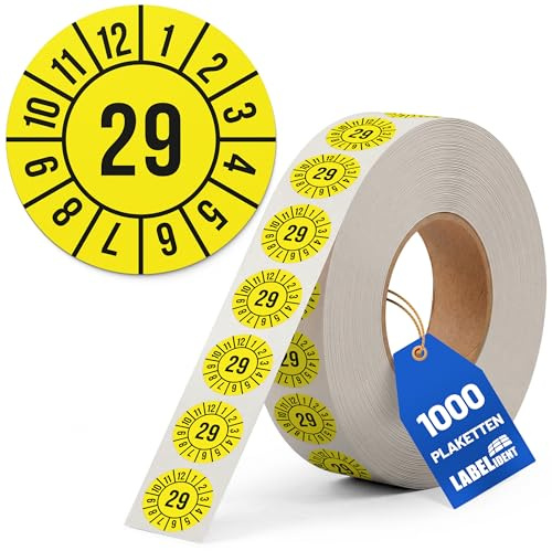 Labelident Prüfplaketten - Ø 30 mm - 1.000 auf Rolle, Jahresplakette 2029, selbstklebend