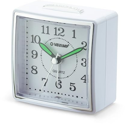 Sveglia da Comodino, Sveglia Analogica al Quarzo Silenziosa con Luce Senza Ticchettio, Semplice Orologio da Tavolo con funzione Snooze,Adatto per Camere da Letto, scrivanie, viaggi...