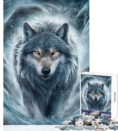 Ice Age Wolf 1000-teiliges Puzzle für Erwachsene Kognitiver Spielspaß Fester Verschluss Keine losen Teile Kompaktes Puzzle für die ganze Familie (38x26cm)