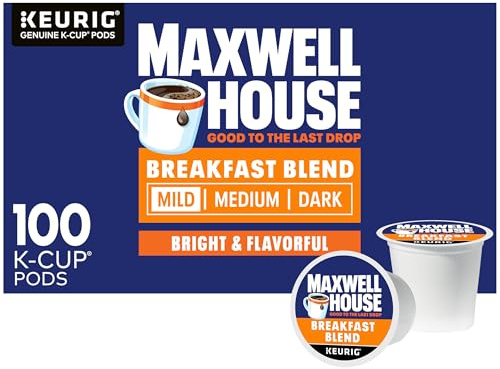 Maxwell House Dosettes de café K-Cup, boîte de 100 carats, mélange petit-déjeuner torréfié doux