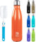 BOGI Insulated Water Bottles,500ml Metal Water Bottle,Leakproof Stainless Steel Water Bottle Keep Hot and Cold Water Bottle Bike Gym Sports Water Bottle for Girls Kids with Cleaning Brush(Orange)