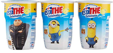 Estathé Deteinato Limone - The Freddo Deteinato con Vero Infuso di Foglie di The e Succo di Limone, Bevanda Analcolica Senza Glutine, 3 Bicchierini da 200 ml