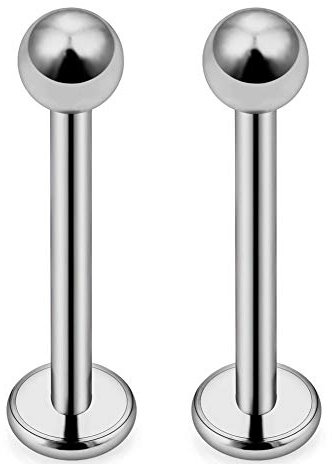 CIZME 1 Pair Titanium Lip Stud Labret Bars 1.2mm Tragus Helix Medusa Piercing Stud Jewellery 6/8/10/12mm