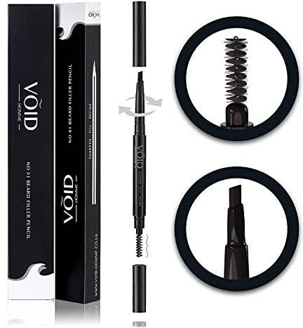VOID Homme - Lápiz de relleno para barba - Sudor e impermeable, a prueba de manchas, cubre parches al instante y consigue una barba natural completa (Marrón Claro)
