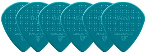 D-Grip Plectro - Janicek Nylonpicks - Jazz A-pequeña forma - 0,88 mm Turquesa - Paquete de 6 - con superficie de textura antideslizante - fabricado en Chequia
