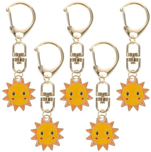 PRETYZOOM 5 Stück Sonne Schlüsselanhänger Legierung Schlüsselanhänger Schlüsselringe Schlüsselhalter Partybevorzugung Geschenk Charme Schlüsselanhänger für Geldbörse Auto Handtasche Rucksack