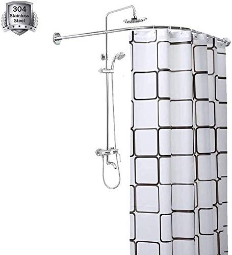 HNCS Duschvorhangstange Ecke Badewanne Ohne Bohren Duschstange L Form 304 Edelstahl Eckduschstange Teleskop FüR Umkleidekabine Kabinenstange Umkleide,60 to 90 x 60 to 90cm