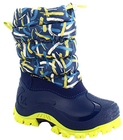 Spirale Sydney Snow Boot pour Enfant, Bottes de Neige, Feutre Double Couche et Laine Naturelle Douce, Mixte Garcon, Blue Lime, 27 EU