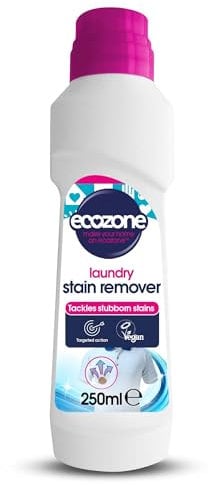 Ecozone Laundry Stain Remover, Pre Washing Liquid for Colours & White Laundry, Multi Purpose Cleaner & Fabric Stain Remover for Clothes, Vegan Laundry Detergent, Eco Cleaning Products (250ml)