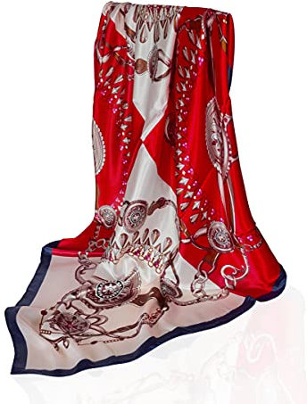 GLORIS Seidenschal Rotes Quadrat 90x90cm Damen Elegante Seidentuch Haare Seidentuch Damen Halstuch Damen Elegant Satintuch Halstuch Bandana Tuch Kopftücher Damen Ansatz Scarf