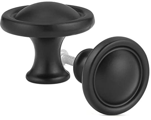 TsunNee 16PCS Vintage Cabinet Knobs, Chic Drawer Knobs, Single Hole Kitchen Cupboard Handles, 32mm Round Furniture Door Knobs for Cabinet Drawer Kitchen, Black