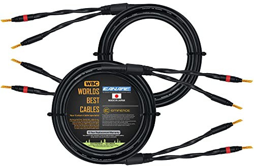 12 Foot - Canare 4S11 – Audiophile Grade - HiFi Star-Quad Speaker Cable Pair with Eminence Gold Banana Connectors