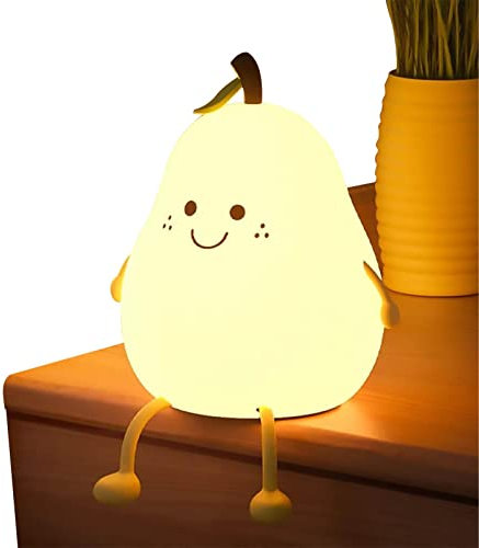 Bexdug Birnenförmiges Nachtlicht,Cartoon-Form-Lampe | Niedliche Silikonbirnen-Kinderzimmerlampe, mit Berührungssensor 7 Farbwechsel für Schlafzimmerdekoration, wiederaufladbare LED-Lampe