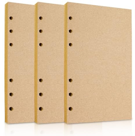 Nachfüllpapier A5 Nachfüllbar 3 Pack Notizpapier 6 Löcher Kraftpapier Nachfüllpapier 135 Blatt Refill Paper Nachfülleinlagen für Agenden Planer Tagebücher Tägliches Tagebuch Skizzen Malen