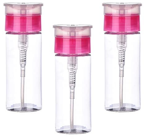 XNHIU 3 Pieces Nail Polish Remover Pump Dispensers Push Down Pump Clear Liquid Bottle for Nail Polish and Makeup Remover (100ml)