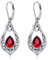 Keltischer Knoten Rubin Rot Ohrringe 925 Sterling Silber Irischen Leverback Ohrhänger mit Geburtsstein