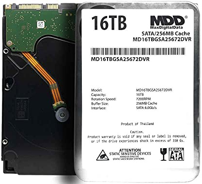 MDD 16TB 7200RPM 256MB Cache SATA 6.0Gb/s 3.5 Disco duro interno para almacenamiento de vigilancia (MD16TGSA25672DVR)