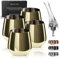 Wills & Elm Gold Stemless Stainless Steel Wine Glasses - Set of 4 with Aerator - Gold Goblet - Unbreakable - Outdoor - 18oz