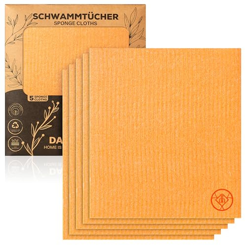 DANIHOME® Lingettes éponge | Durable | Réutilisable, Lavable | Utilisation polyvalente pour la cuisine, la voiture, le jardin | Hautement absorbant avec élégance élégante | Parfait pour tous les