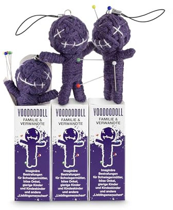 Voodoo Puppe Buckelige Verwandtschaft 3er-Pack Voodoo Doll to go Voodoo-Doll imaginäre Strafen für nervige Schwiegereltern und andere Lieblingsmenschen Geschenk im Karton 5 x PRYM Stecknadel