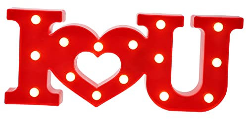Zerodeko Valentine's Day Decorative Lights Marquee Heart Sign Large Light up Letters Light up i Love You Sign Valentines Day Table Valentine s Day Letter Light Conjoined 3D Plastic Alphabet