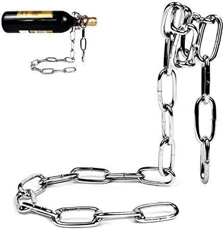 Rurunklee Chaîne Porte-Bouteille Magique - Compatible avec Bouteilles de Vin et Autres Bouteilles en Verre - Porte-Bouteille en Métal - Objet Décoration Fête Imitation Chaine