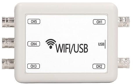 Osciloscopio Virtual para PC, Osciloscopio Virtual Digital Portátil WIFI USB Kit de Osciloscopio de 5 Canales Frecuencia de 0 Hz a 50 KHz, Osciloscopios