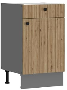 Küche AVA Artisan Unterschrank 50 cm Lamellenoptik Küchenzeile Einbauküche