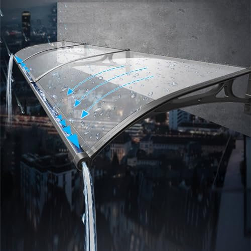 Pavillion Türvordach Regenschutz Beständiger,Überdachung Pultvordach mit Regenrinne,Markise Fenster Aluminium Schwarzer Bügel und Transparente Platte Polycarbonat,EingangstürTürdach (60×100cm)