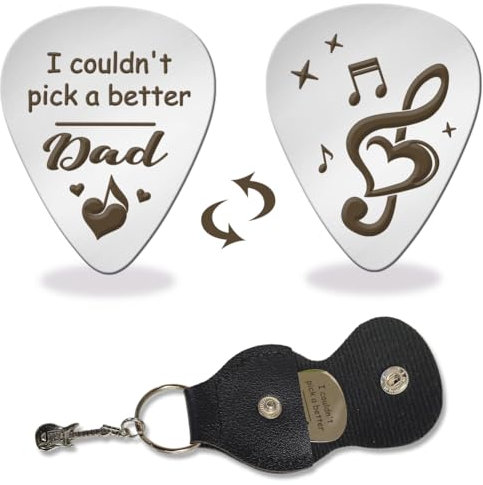 arricraft 1-Teiliges Gitarrenplektrum Aus Edelstahl, I Couldn'T Pick A Better Dad Metal Guitar Plectrums Bass Pick Musikalische Geschenke Mit Halter Für Papa Papa Vater Männer Ihn Vatertag