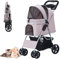 LPOTIUS Hundewagen Faltbarer Hundebuggy Hundebox Transporttasche bis 15 Kg Haustier Buggy mit Netzfenstern Haustier Transportwagen Hunde Jogger Buggy Katzen Wagen (Hell-Pink)
