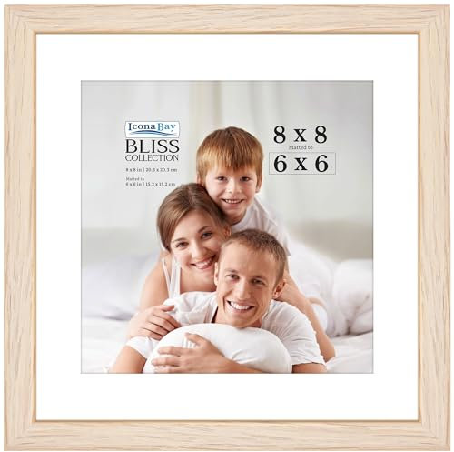 Icona Bay - Bilderrahmen 20x20 cm in Hell-Eiche mit Herausnehmbarem Passepartout für 15x15 cm Foto - Moderner Rahmen aus Holzwerkstoff - Für Tisch oder Wandmontage - Bliss Kollektion