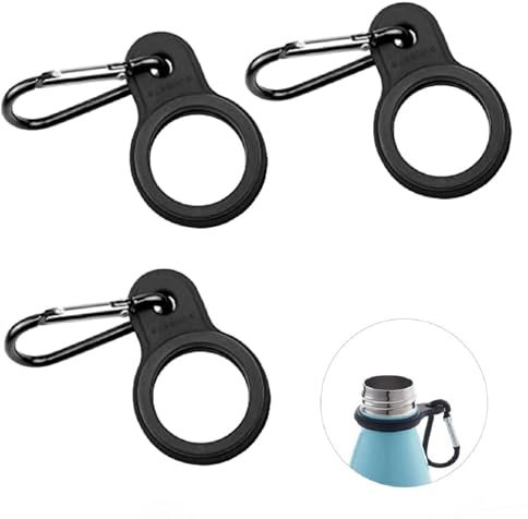 QGH 3-Pack Silicone Water Bottle Clip, Bottle Holder with Carabiner Clip, Versatile Carabiner Bottle Holder for Hiking, Camping, and Travel, Secure Water Bottle Strap with Anti-Slip Design