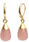 Gempires Rose Quartz Teardrop Dangle Earrings, Pink Crystal Gemstone Jewelry, Hypoallergenic 14k Yellow Gold Plated Leverback, Everyday Wear Earrings