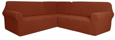 DEZYPZAM Sofabezug, Elastischer Ecksofabezug, Eckcouch Cover, L-Form Sofahusse 5/7-Sitzer Eckcouch Cover, for Seater Corner Seat Couch Covers (Orange,5-Sitzer)