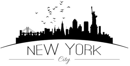 New York City Vinyl Wandaufkleber NYC Skyline Silhouette Wandkunst Aufkleber Home Wohnzimmer New York Zeichen-S-28x57cm-Black