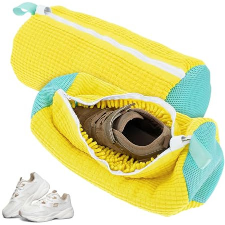 Ketilrub 2 Pcs bolsa lavadora zapatillas, bolsa para lavar zapatillas en lavadora, Saco Lavadora para zapatillas Lavar para Organizador y Viajes (amarillo)