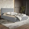 MOTIVENA Dianna Chesterfield Bett 180x200, Polsterbett 180x200, mit Bettkasten, mit Stauraum, mit Lattenrost, mit Kopfteil, Martatze H3, Bett Samt, Grau Hellgrau