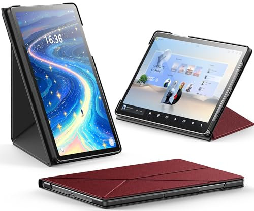 INFILAND Funda para Samsung Galaxy Tab A9+/A9 Plus 11 Pulgadas 2023 - Book Cover, Soporte Plegable con Modos Horizontal y Vertical, Encendido/Apagado automático de (Borgoña)
