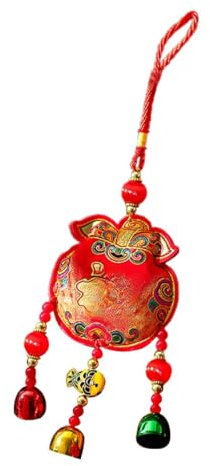 rockible Chinesisches Neujahrsdekor, Windspiel mit Glocken, Glücksbringer, Fengshui Souvenir, Anhänger, Ornament für Büro, Eingang, Wohnzimmer, Fenster, Apfel