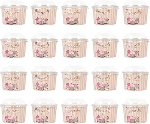 Niltracy Paper Dessert Bowls with Lids 50 Set, Recyclable, 150ml Capacity, Perfect for Ice Cream, Frozen Yogurt, Desserts, and More