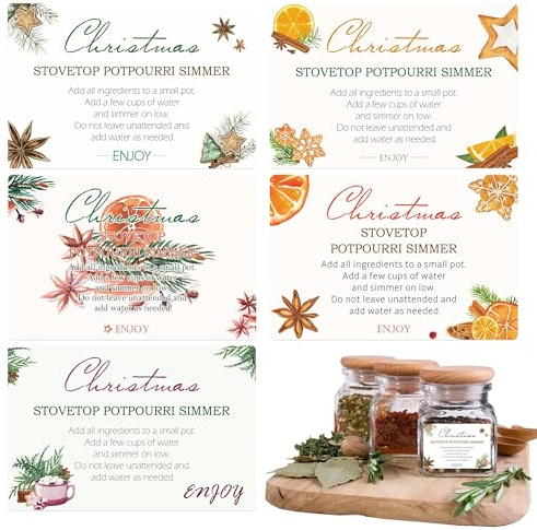 Christmas Stovetop Potpourri Stickers Simmer Pot Potpourri Instructions Labels 2x3 Inch-Christmas Party Celebrations Present Tags Decal Stove Top Simmer Home Scent Use 120pcs