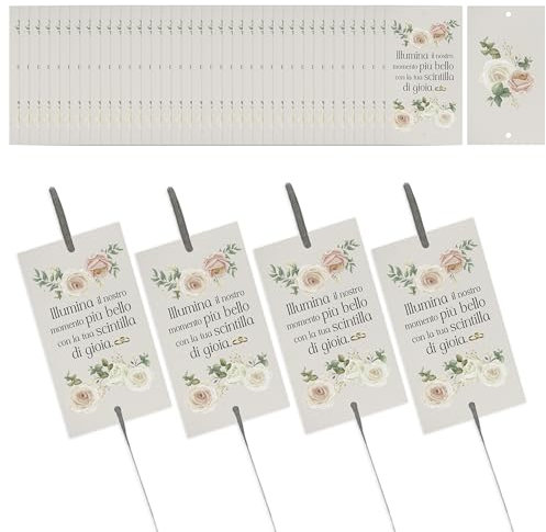 NAÏZAYA Idea Matrimonio Originale - 70 Bigliettini Floreali Verdi per Scintille Luminose Taglio Torta (Scintille NON Incluse)