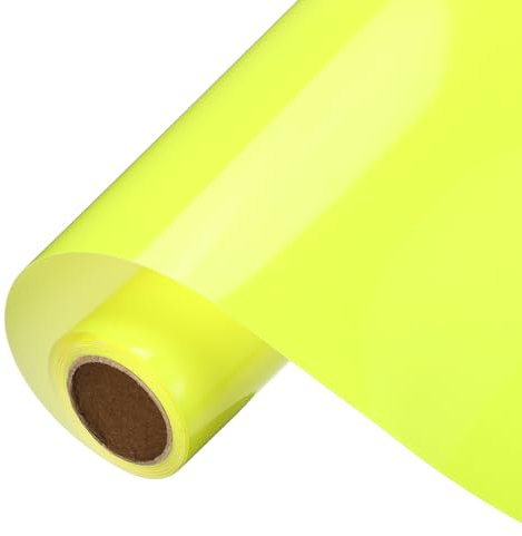 sourcing map Vinilo permanente amarillo fluorescente, rollo de vinilo adhesivo de 10 pulgadas x 8 pies para cortar calcomanías, carteles, álbumes de recortes, manualidades, decoración del hogar