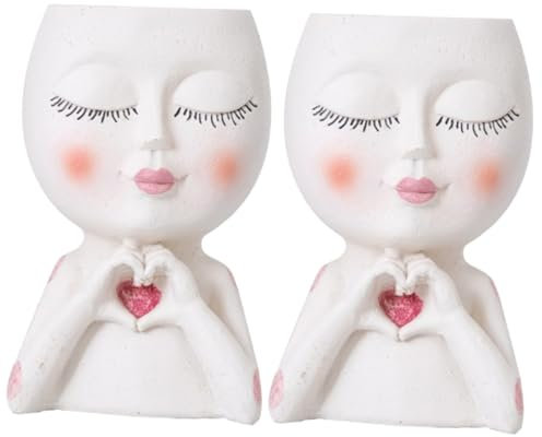 Abaodam 2 Piezas Maceta de Suculentas con Original Decoración de Jardín y Planta Cactus Color