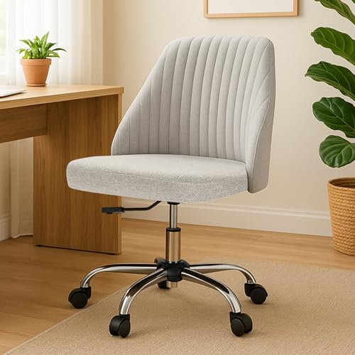DUMOS Bürostuhl Schreibtischstuhl schminktisch Stuhl kleine Schreibtischstühle mit Rollen niedlicher Drehstuhl mit Rückenlehne armlos Heimbüro
