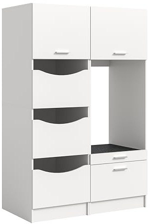 xonox.home – 2-teiliges Waschmaschinenumbau Set Free 116x195x68 cm in weiß Nachbildung – Wäscheschrank & Waschmaschinenschrank – Praktische Möbelkombination für Moderne Waschräume