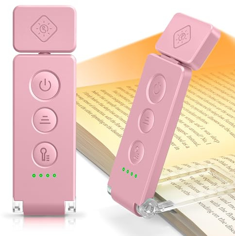 Glocusent Leselampe Buch Klemme 12 LED, Bis zu 100Std. Laufzeit, USB-C | 5 Farben & 5 Stufenlose Helligkeiten, Augenschonend Buch Klemmlampe für Buchliebhaber, Kinder Nachtlesen ins Bett