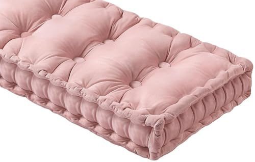 ZZDZW Coussin pour Banc 180/160/150/120/110cm, Coussins De Banc 1/2/3 Places Exterieur Intérieur Coussin Velours D'assise Salon De Jardin Matelas Assise Dossier(Rose Clair,150x50x10cm)